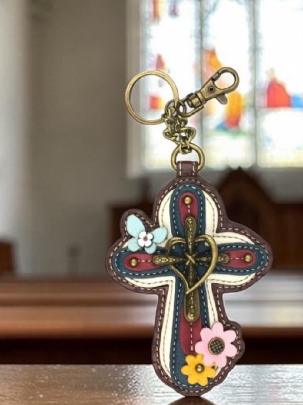 CHALA bag charm Cross keychain key fob NWT floral butterfly - Picture 2 of 11